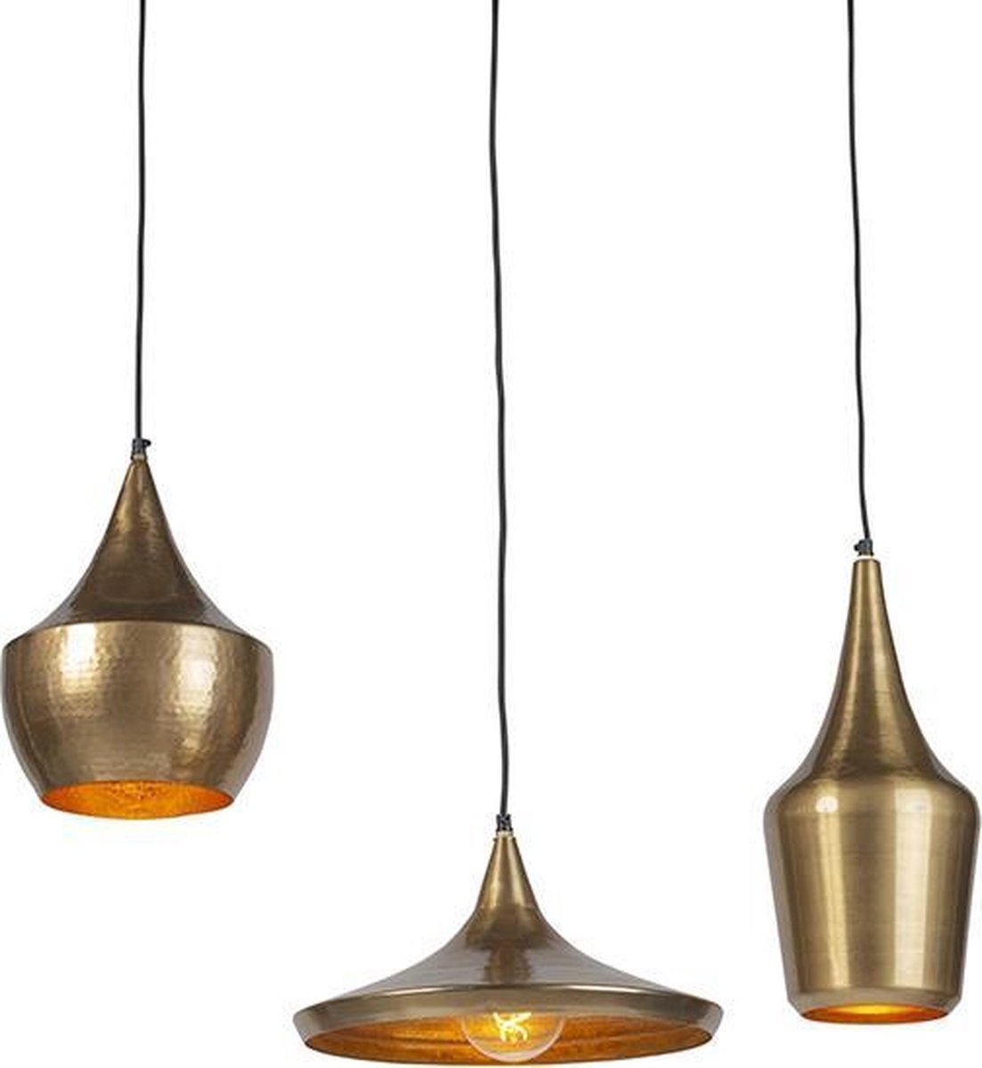 QAZQA Set van 3 vintage ronde hanglampen goud Duke