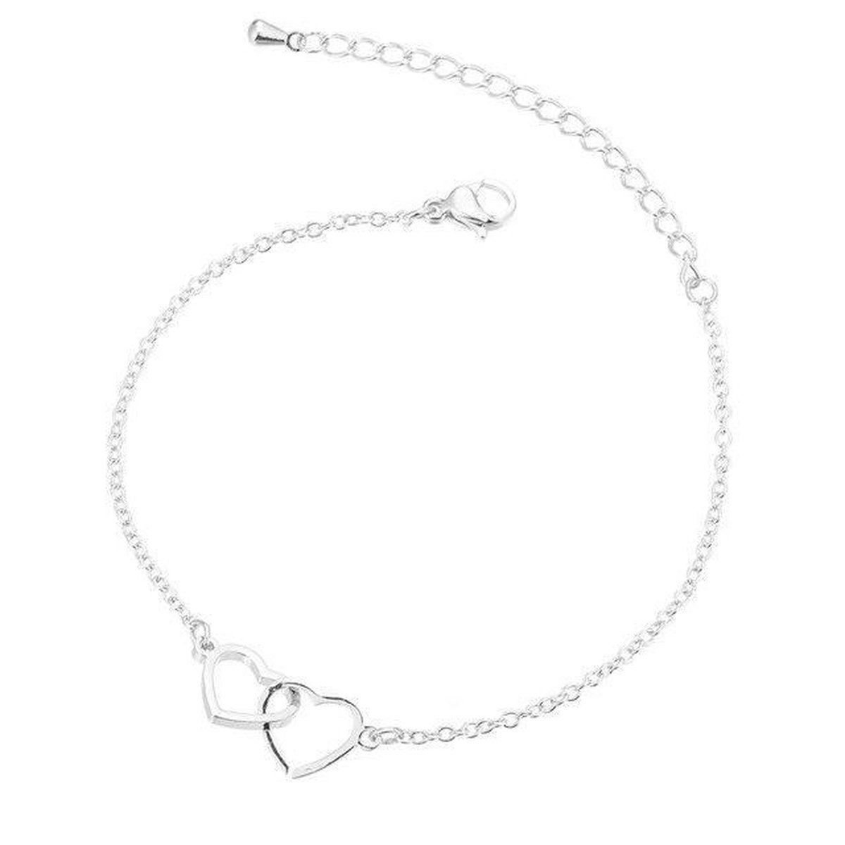 24/7 Jewelry Collection Hartjes Armband - Open - Dubbele hart - Zilverkleurig - Amodi