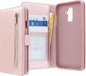 Samsung Galaxy A6+ 2018 hoesje - CaseBoutique - Rose goud - Kunstleer - Met Rits Vakje Muntvakje