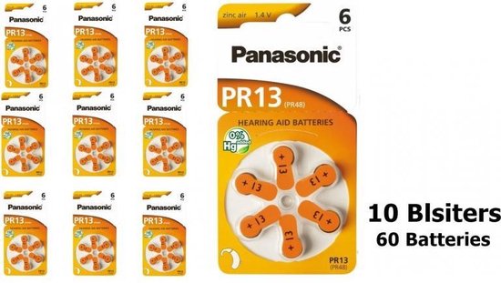 Panasonic 13 / PR13 / PR48 Gehoorapparaat batterijen - 10 Blisters (60 batterijen) -