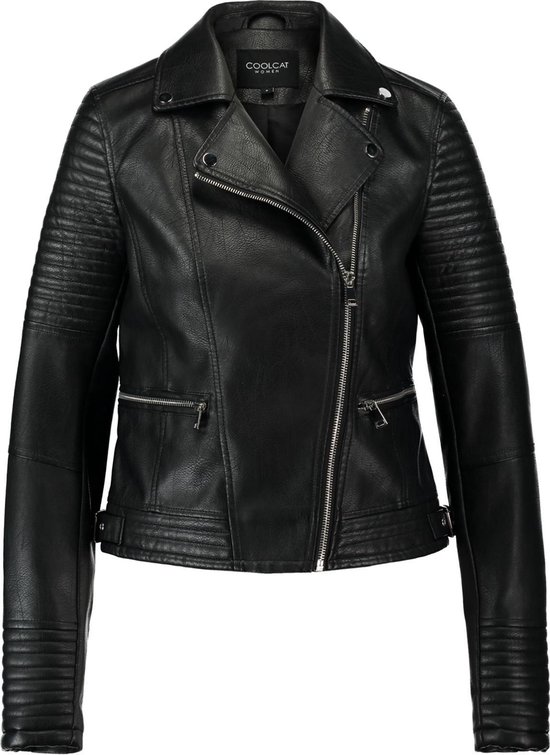 Coolcat Jas Leather look jas Kjanice - Zwart - S | bol.com
