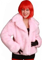 Roze korte bontjas voor dames maat S
