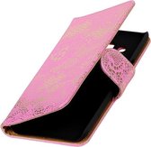 BestCases.nl Roze Lace booktype wallet cover hoesje voor Samsung Galaxy A3 2017 A320F