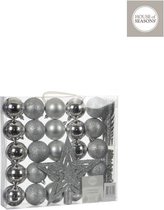 Kerstballen Decoratie zilver, 33 stuks