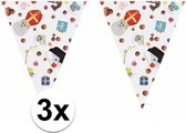3x Sinterklaas snoep print vlaggenlijn / slingers 10 meter