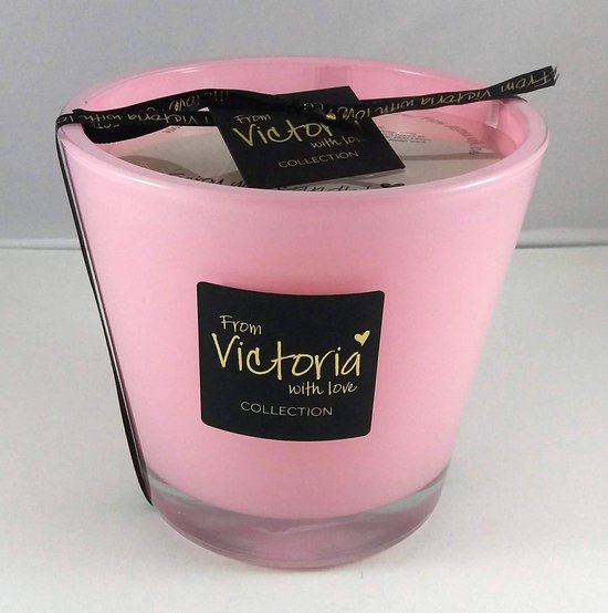 Victoria with Love - Bougie - Bougie parfumée - Rose brillant - Moyen - Verre - Intérieur