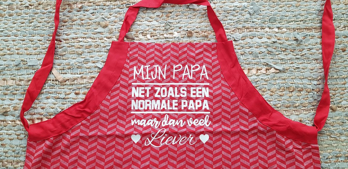 Keukenschort met grappige tekst bedrukt cadeau mijn papa net zoals een normale papa maar dan veel liever | mama / oma / opa / van namen / naam kleinkind / kind / kinderen | katoenen Barbecueschort Keuken BBQ Schort Kookschort Kokschort | vaderdag