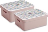 Sunware Sigma Home Opbergbox - 24L - 2 Boxen + 2 Deksels - Roze