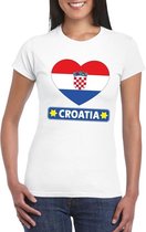 Kroatie hart vlag t-shirt wit dames 2XL