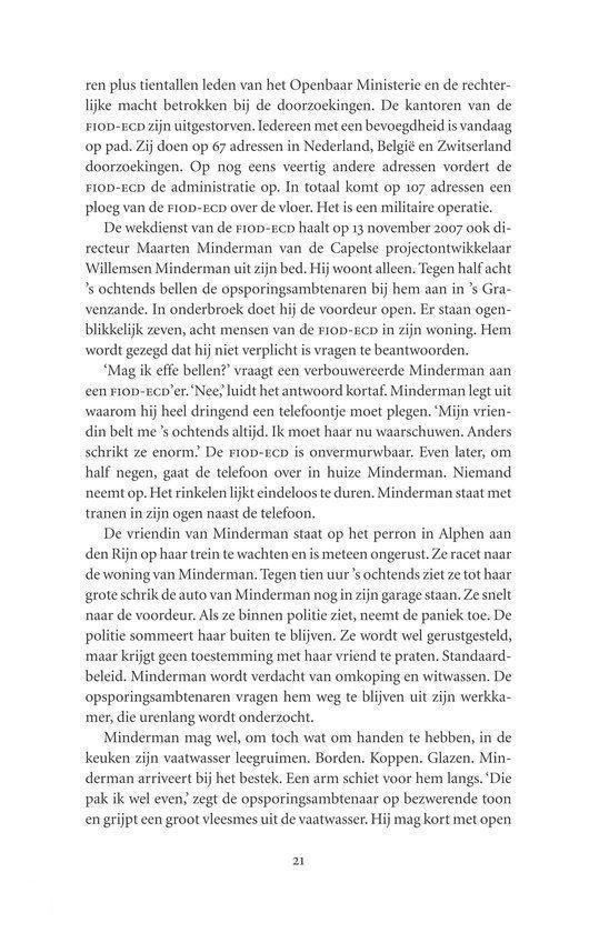 Een close-up van tekst uit het boek 'De vastgoedfraude'.