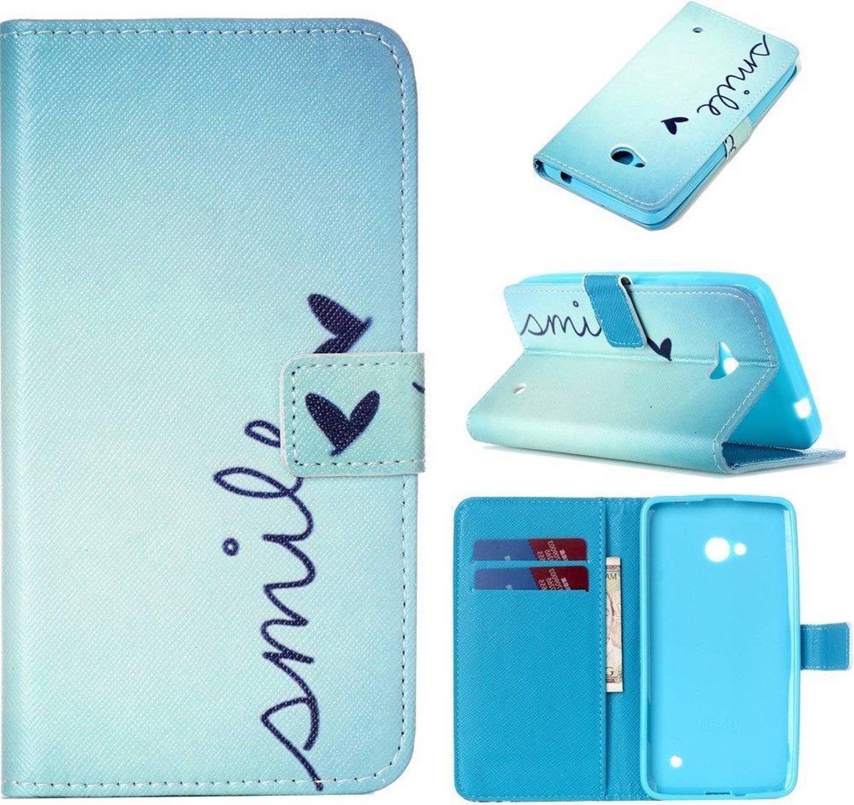 iCarer Smile print wallet case hoesje Microsoft Lumia 640