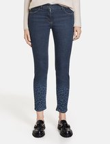 GERRY WEBER Dames Broek met laserprint onder aan de pijpen Dark Denim-44