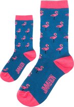Zo Vader Zo Zoon/Dochter sokken Flamingo | Maat: Vader 41 - 46 | Kind 1 - 3 jaar