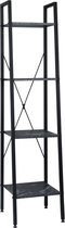 Dakta®  Boekenkast | Marmer | Ladder ontwerp | Boekenrek | 4 planken | 34 x 35 x 148cm | Zwart