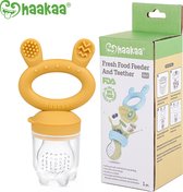 Haakaa Fruitspeen & Bijtring | Mosterd - Fresh Food Teether 2 in 1 | Eerste hapjes | Vanaf 4 maanden