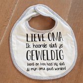 Set van 2 Baby slabbetje cadeau tekst   | Lieve Oma Ik hoorde dat je geweldig bent en ben heel blij dat jij mijn oma gaat worden! ontmoeten! |  aankondiging bekendmaking zwangersch