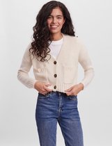 Vero Moda VMSIV V-NECK BUTTON CARDIGAN - Birch White