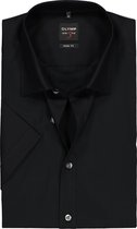 OLYMP Level 5 body fit overhemd - korte mouwen - zwart - Strijkvriendelijk - Boordmaat: 37
