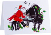 Kerstkaart Kerstman pianist