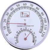 Sauna thermometer - luxe sauna Thermometer met hygrometer vochtmeter - 0 tot 120 graden celsius - sauna accesoires- zilverkleurig