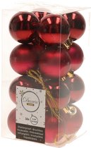 32x Donkerrode kunststof kerstballen 4 cm - Mat/glans - Onbreekbare plastic kerstballen - Kerstboomversiering donkerrood