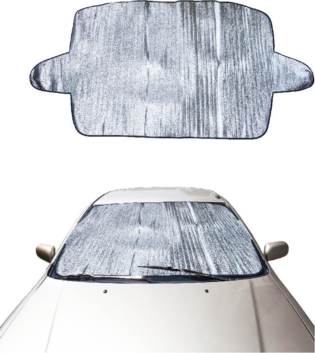 Anti vriesdeken auto - Anti ijsdeken met deurbevestiging - Metallic look - Voorruitfolie - b 1,90 m x h 0,7 m 2 stuks voor de prijs van een - Wintershield