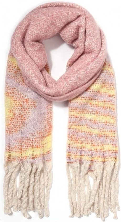 Warme Sjaal met Franjes - 185x50 cm - Roze