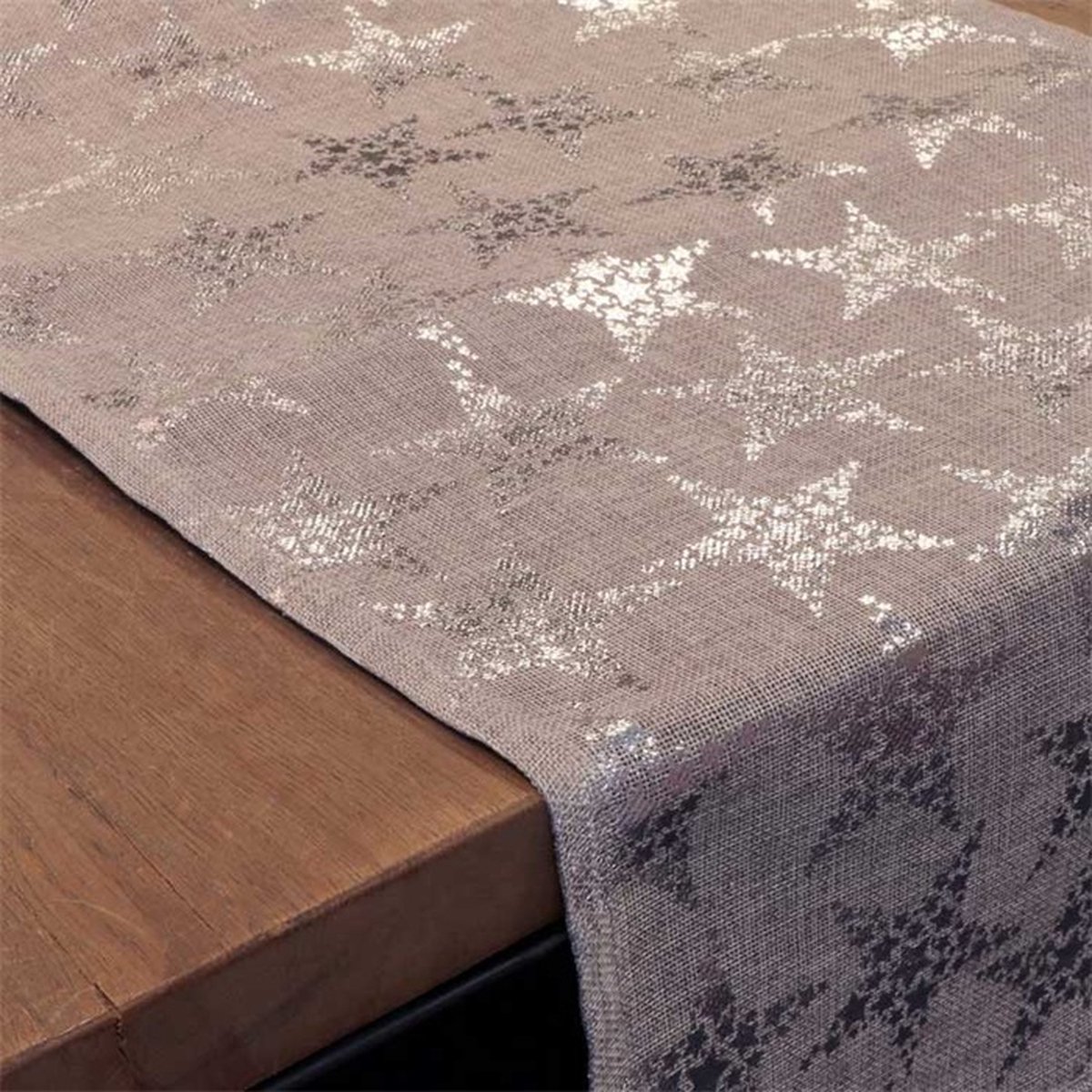 Unique Living | Tafelloper Stars 42x150cm grey/silver