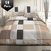 Luxe flanel dekbedovertrek 140 x 200 cm 1 persoon Beige Box