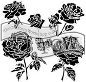The Crafter's Workshop Stencil - Cabbage Roses - 15.2x15.2cm