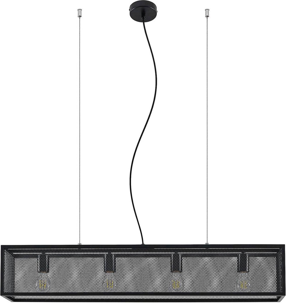 Lindby - hanglamp - 4 lichts - staal - H: 18 cm - E27 - zwart