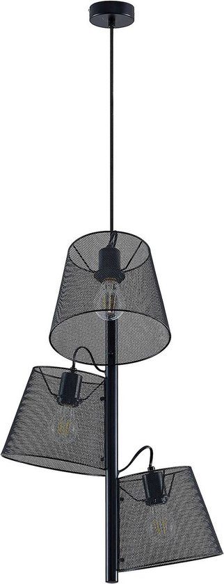 Lindby - hanglamp - 3 lichts - staal - H: 65 cm - E27 - zwart