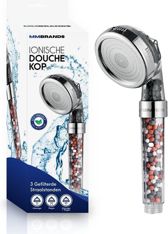 MM Brands Ionische Douchekop – Waterbesparende Douchekop – Handdouche met Hoge druk en Filter – Regendouche