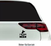 Auto - raam  sticker  I the dober man  dog - hond - kleur zwart