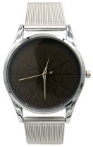 Horloge Mesh - Kast 37 mm - Metaal - Quartz - Zilverkleurig en Zwart