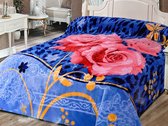 Sleeptime blankets - Luxe deken - supersoft kingsize sprei - 200x230cm - flower blue rozen