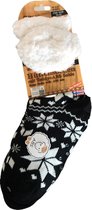 Hüttesock - Happy dames huissokken - Kerstsokken - Extra warm en zacht - ABS en anti slip - Zwart - Snowflake big