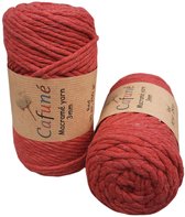 Cafuné macramé garen - enkel gedraaid -3mm-rood-90m-250g-uitkambaar-katoen touw