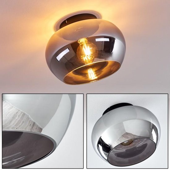 Belanian - Plafondlamp enkel - Gerookt glas lamp - Smoke lamp - Muurlamp - Industriële lamp - LED lamp - Vintage lamp - Hanglamp - Zwart