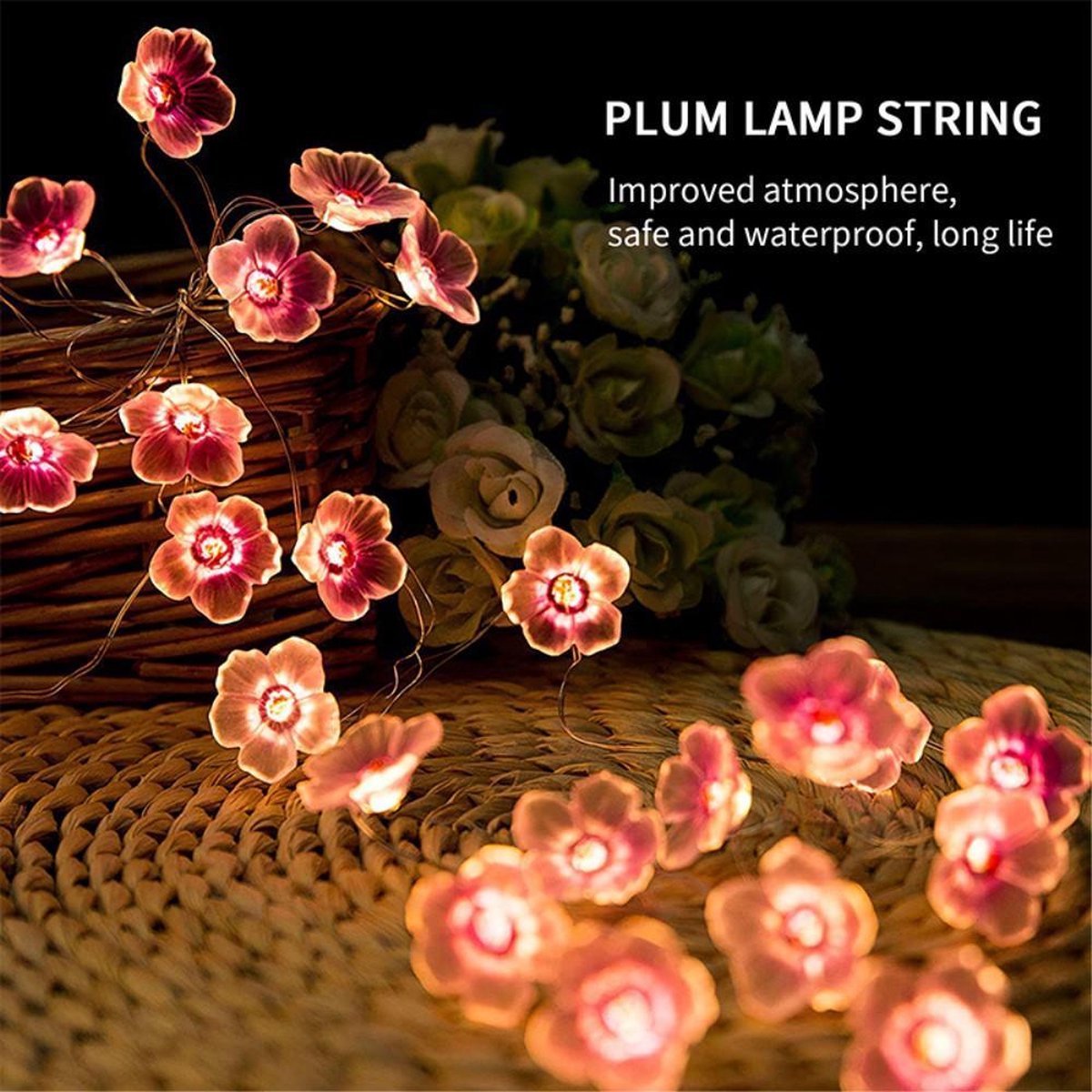 licht snoer lichtslinger - lampjes - roze bloemen blossom -  sfeerverlichting -... | bol.com