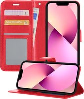 iPhone 13 Hoesje Book Case Hoes - iPhone 13 Hoesje Case Portemonnee Cover - iPhone 13 Hoes Wallet Case Hoesje - Rood