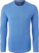 OLYMP modern fit trui katoen - O-hals - kobalt blauw structuur -  Maat: XXL