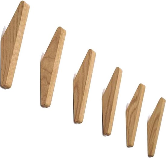 Nordic Design- 2 kapstok wand haken - naturel - Rubber wood - Modern Design  | bol.com