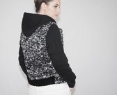 YELIZ YAKAR - Luxe Hand Gebreid Hoodie - Dames Vest met Capuchon  “Agave”  - Zwart melange - maat M - Katoen - designer kleding