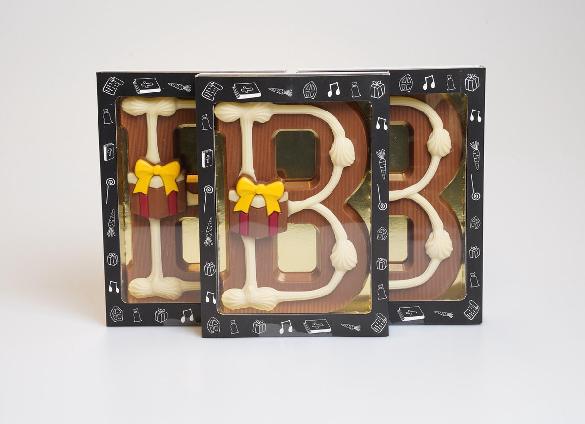 Luxe Gedecoreerde Melk Chocolade Letter B - 240 Gram — cadeau in Eten & Drinken - foto 3