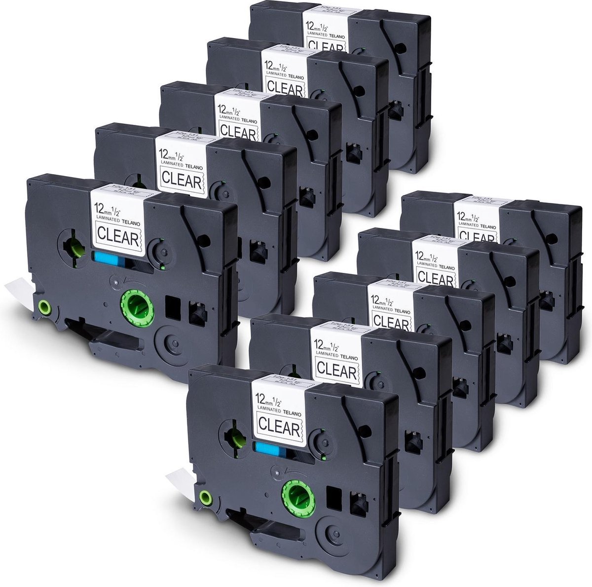 Dappaz - 10 stuks Brother Label Tape TZe-131 Compatible - Zwart op Transparant - 12 mm x 8 m - Geschikt voor Brother P-Touch Labelprinter - TZe131