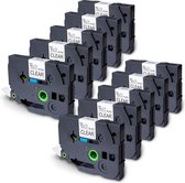 TELANO® 10 stuks Brother Compatible Label Tape TZe-131 - Zwart op Transparant - 12 mm x 8 m - TZe131