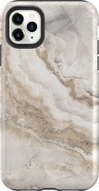 Apple iPhone 11 Pro Max Telefoonhoesje - Extra Stevig Hoesje - 2 lagen bescherming - Met Marmerprint - Marmer - Wit