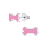 Joy|S - Zilveren botje oorbellen - roze - 9 x 6 mm