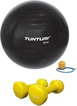 Tunturi - Fitness Set - Vinyl Dumbbell 2 x 1,5 kg  - Gymball Zwart 55 cm